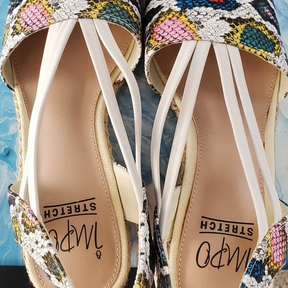 Impo stretch Taedra multicolor Phyton print wedges platform slip on sandals 8.5 - Picture 9 of 12